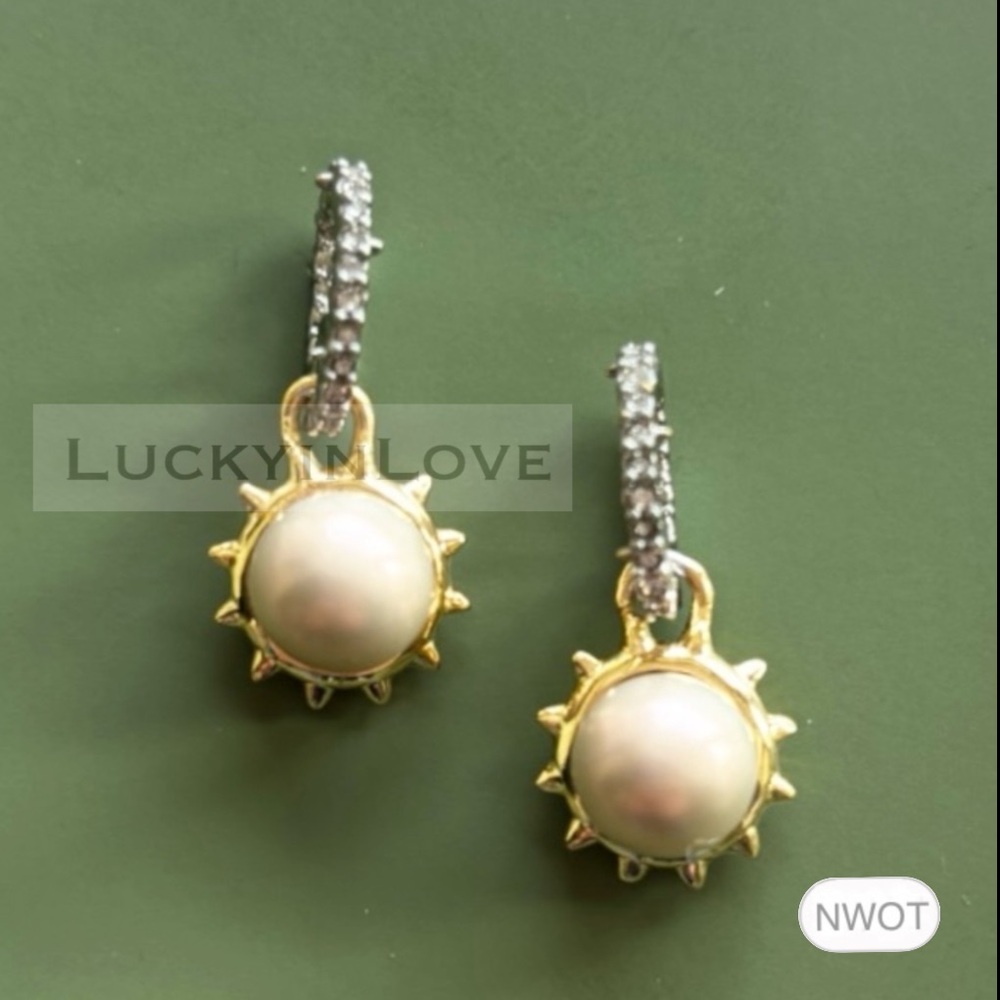 ALEXIS BITTAR • Brut Georgian Sunburst Pearl Studs Drop Earrings